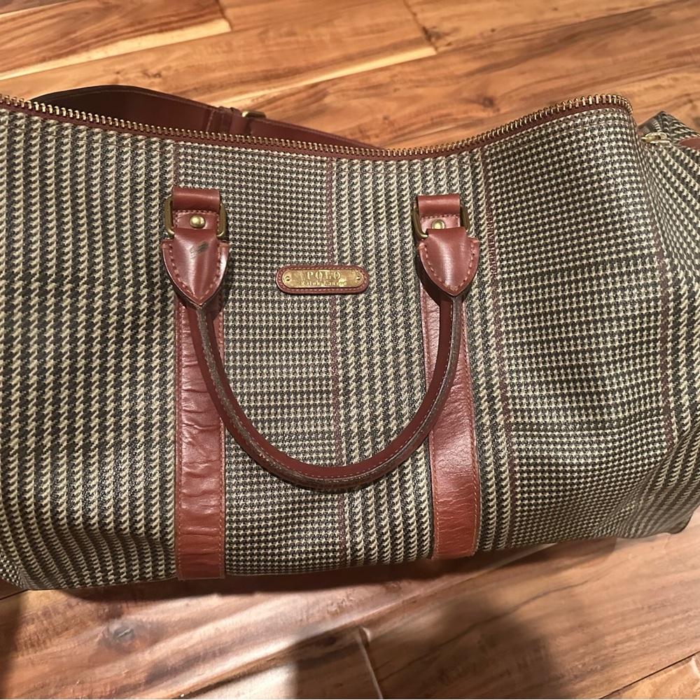Vintage Polo Ralph Lauren Waved Houndstooth Duffel Bag
